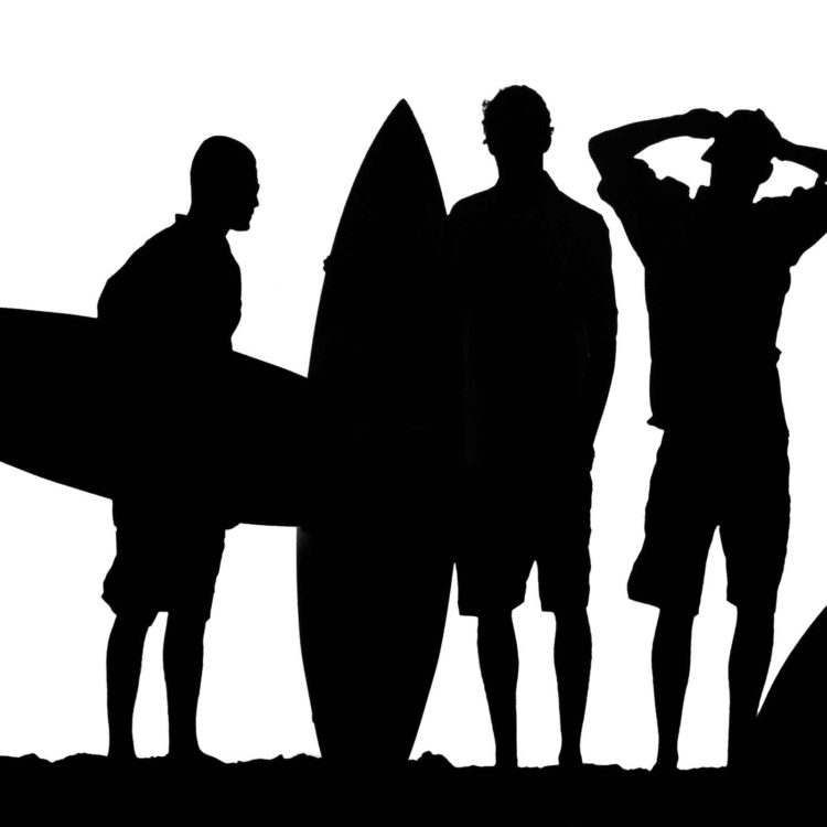 Silhouetted Surfers horizontal
